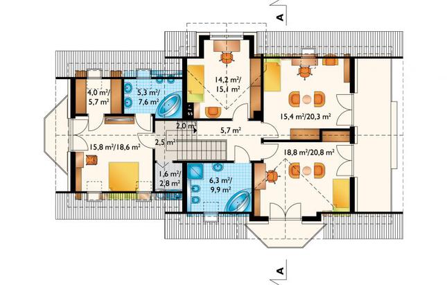 Rzut poddasza POW. 107,4 m²