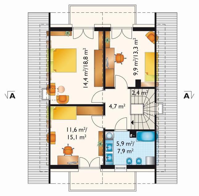 Rzut poddasza POW. 62,2 m²