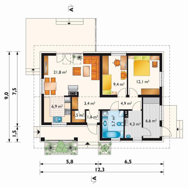 Rzut parteru lustro POW. 78,2 m²