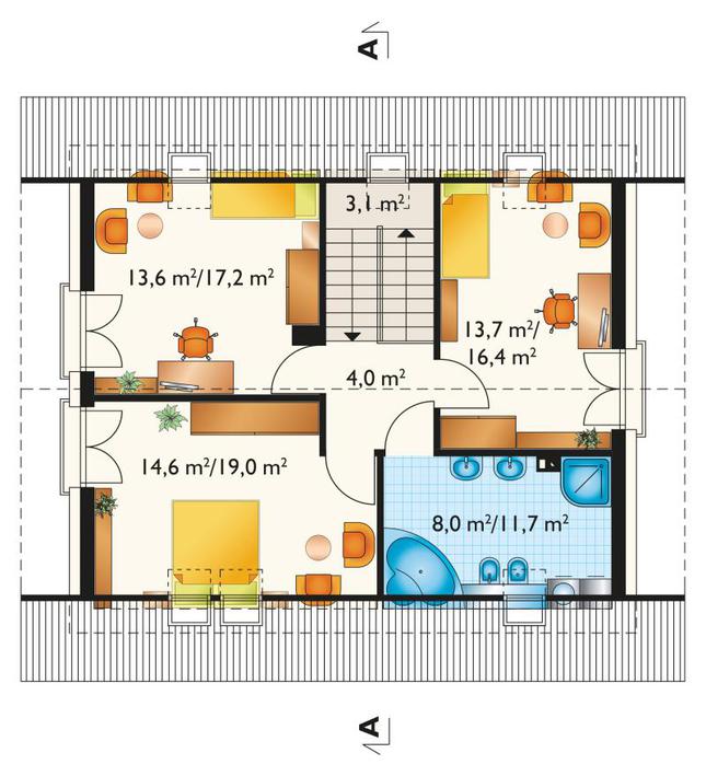 Rzut poddasza lustro POW. 71,4 m²