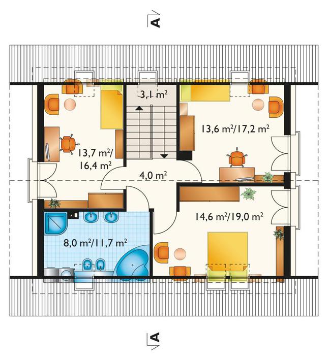 Rzut poddasza POW. 71,4 m²