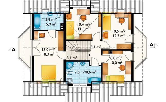 Rzut poddasza lustro POW. 73,2 m²