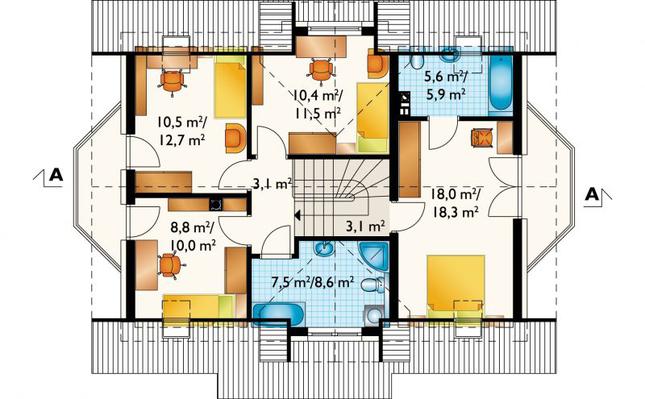 Rzut poddasza POW. 73,2 m²