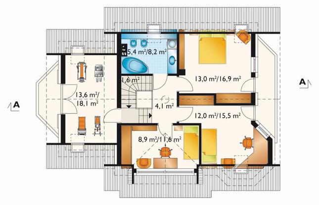 Rzut poddasza POW. 76,0 m²