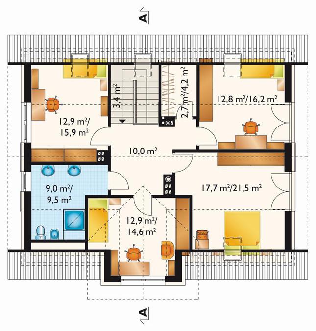 Rzut poddasza POW. 93,9 m²
