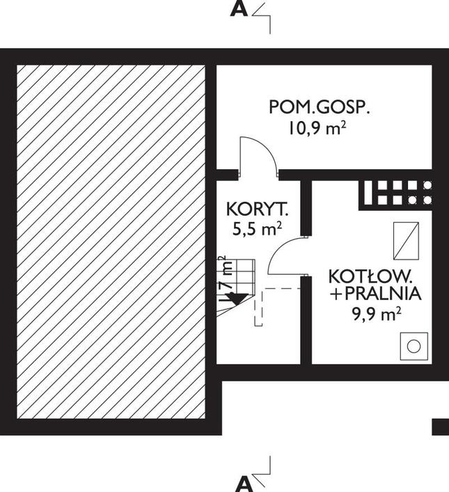 Rzut piwnicy POW. 28,0 m²