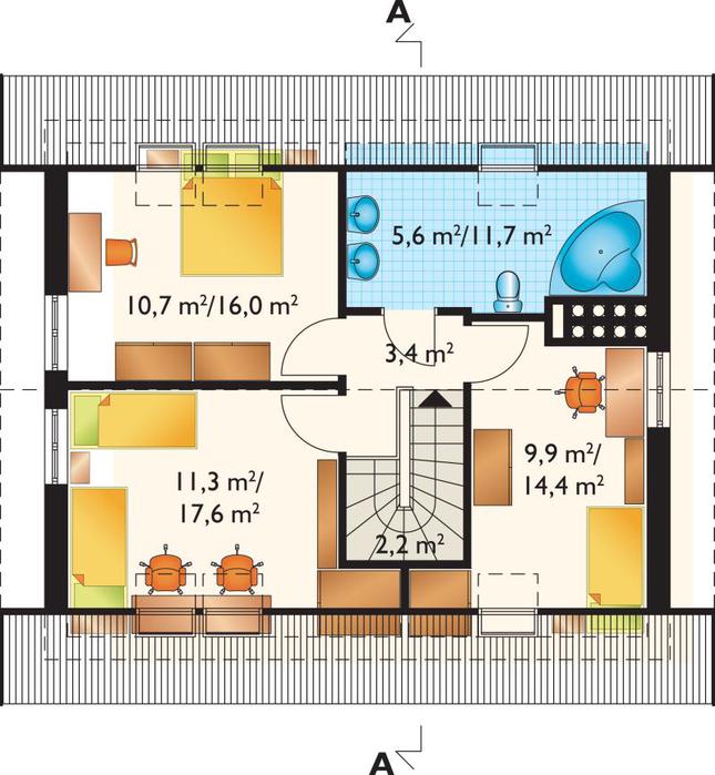 Rzut poddasza POW. 65,3 m²