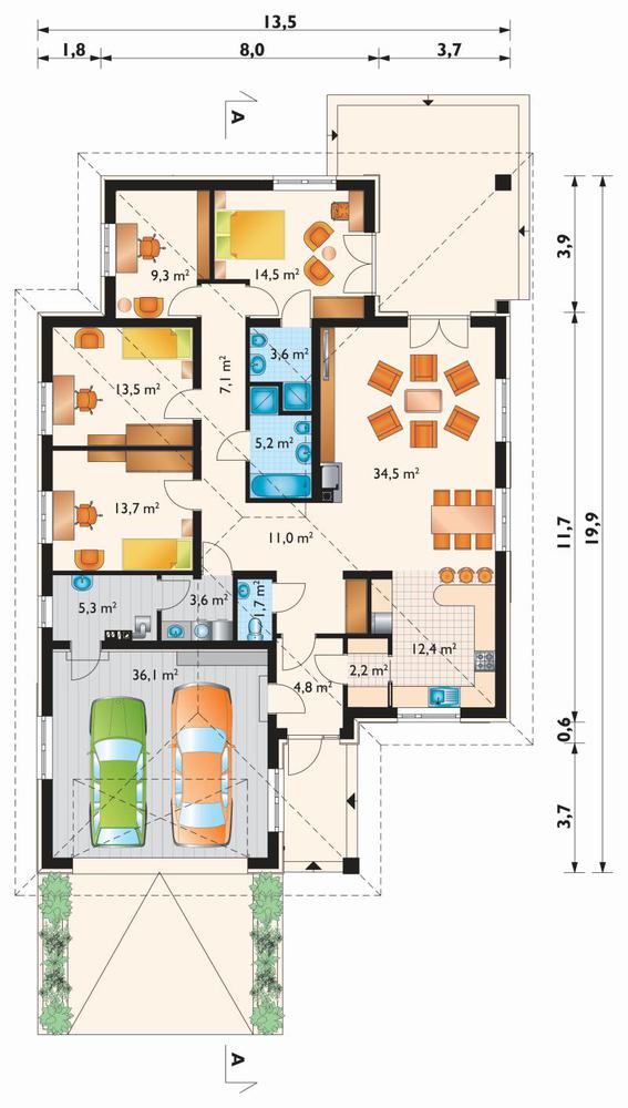 Rzut parteru POW. 178,5 m²
