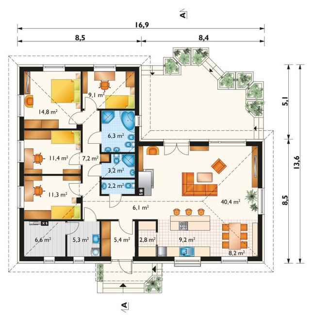 Rzut parteru POW. 149,5 m²
