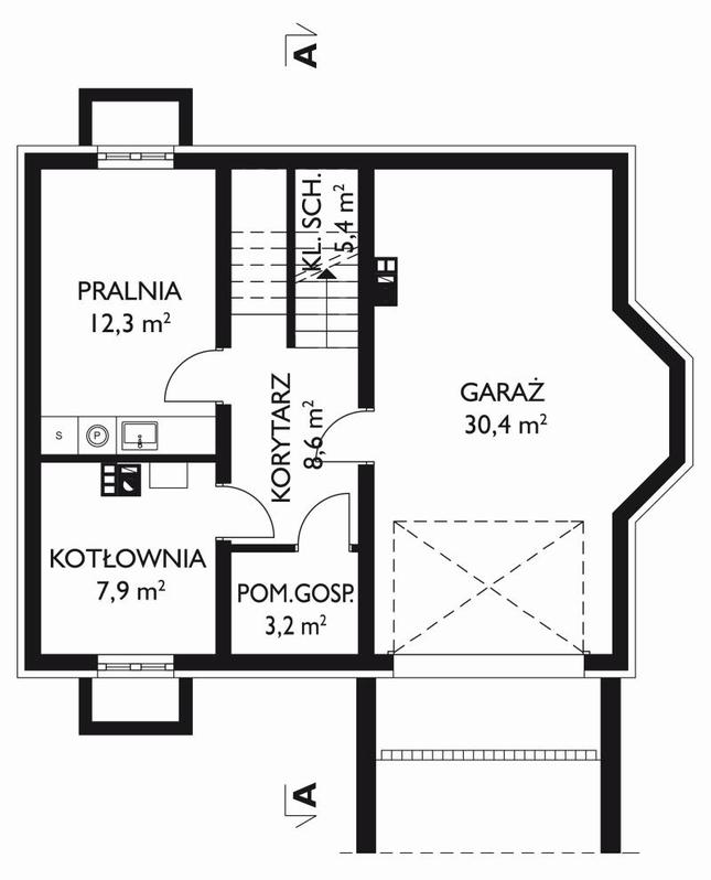 Rzut piwnicy POW. 67,7 m²