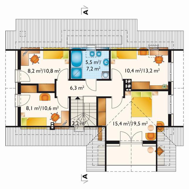 Rzut poddasza POW. 69,8 m²