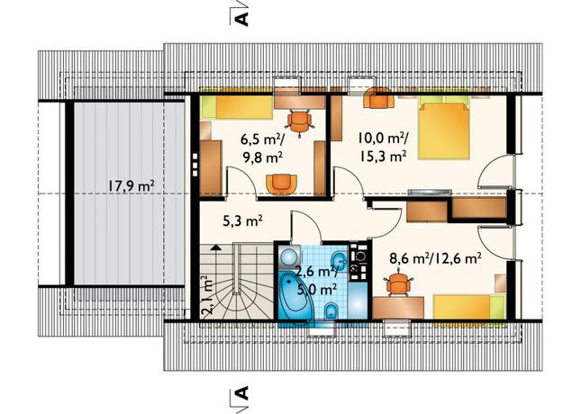 Rzut poddasza POW. 50,1 m²