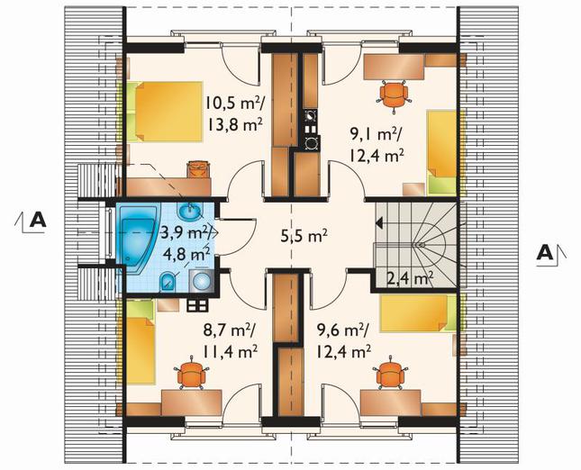 Rzut poddasza POW. 62,6 m²