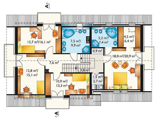 Rzut poddasza POW. 104,1 m²