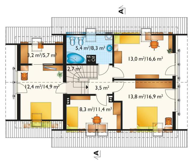 Rzut poddasza POW. 80,0 m²