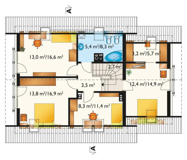 Rzut poddasza lustro POW. 80,0 m²