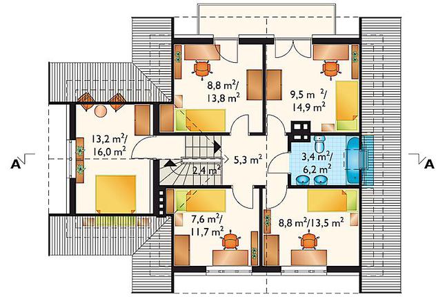 Rzut poddasza POW. 83,8 m²