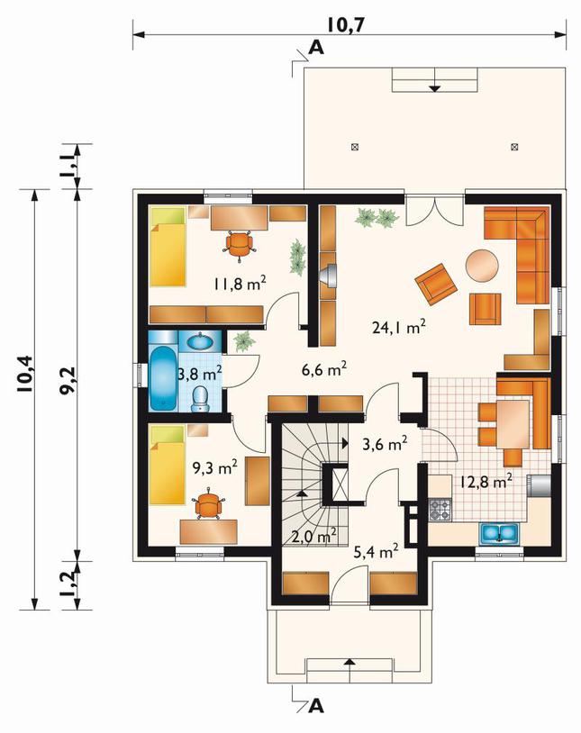 Rzut parteru POW. 79,4 m²