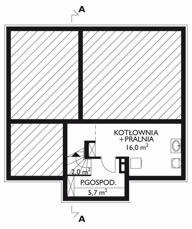 Rzut piwnicy POW. 23,7 m²