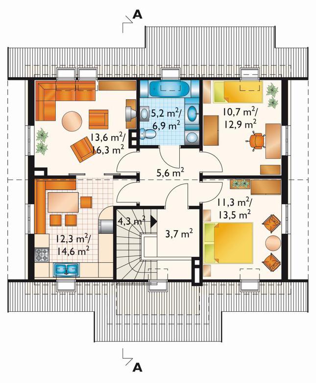 Rzut poddasza POW. 77,8 m²