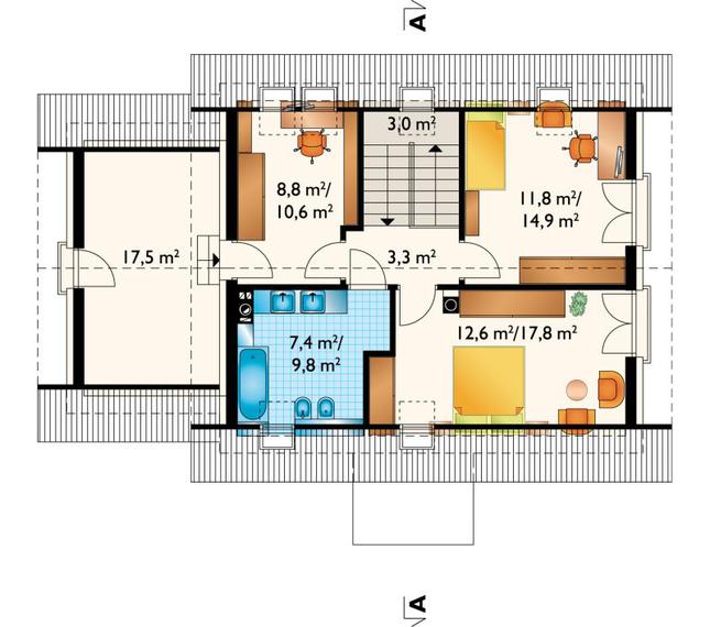Rzut poddasza POW. 59,4 m²
