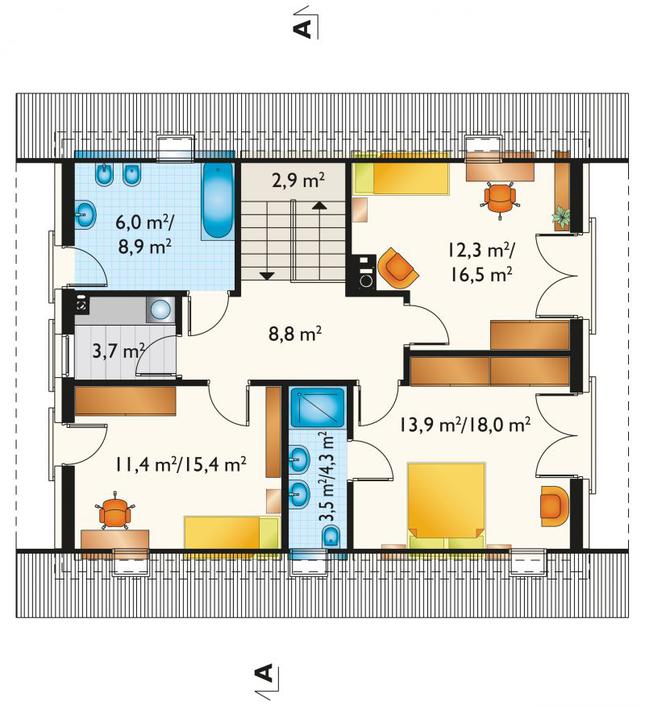 Rzut poddasza POW. 78,5 m²