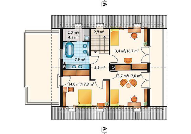 Rzut poddasza lustro POW. 72,2 m²