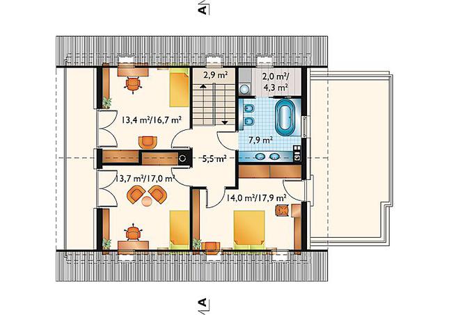 Rzut poddasza POW. 72,2 m²