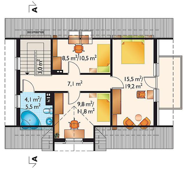 Rzut poddasza POW. 57,1 m²