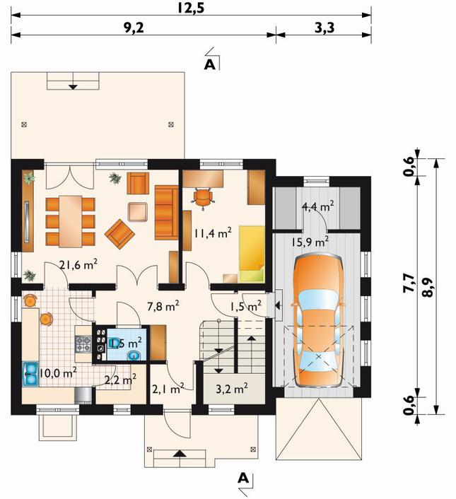 Rzut parteru lustro POW. 81,6 m²