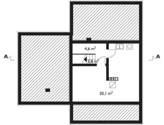 Rzut piwnicy POW. 38,5 m²