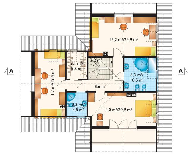 Rzut poddasza POW. 96,8 m²