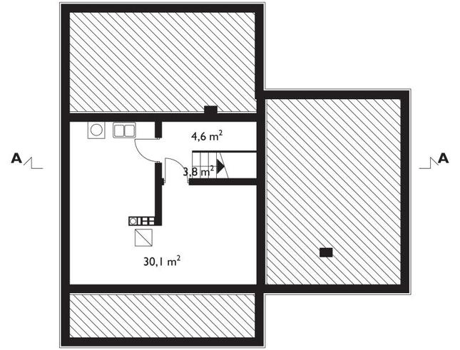Rzut piwnicy lustro POW. 38,5 m²
