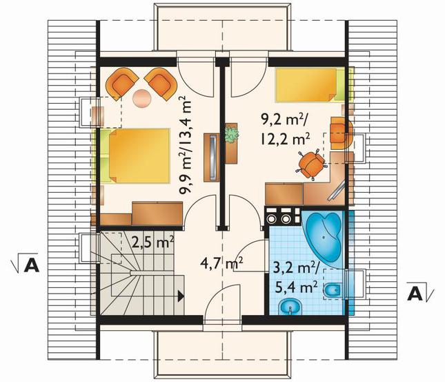 Rzut poddasza POW. 38,2 m²