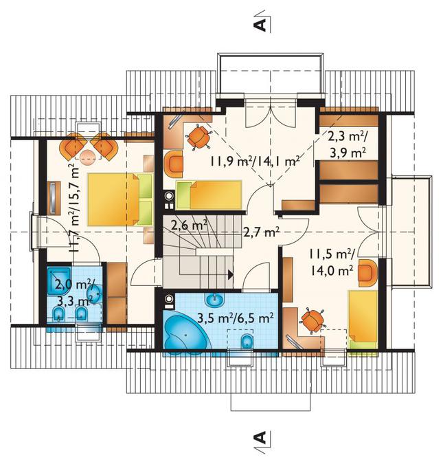 Rzut poddasza POW. 62,8 m²