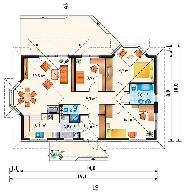 Rzut parteru POW. 106,7 m²