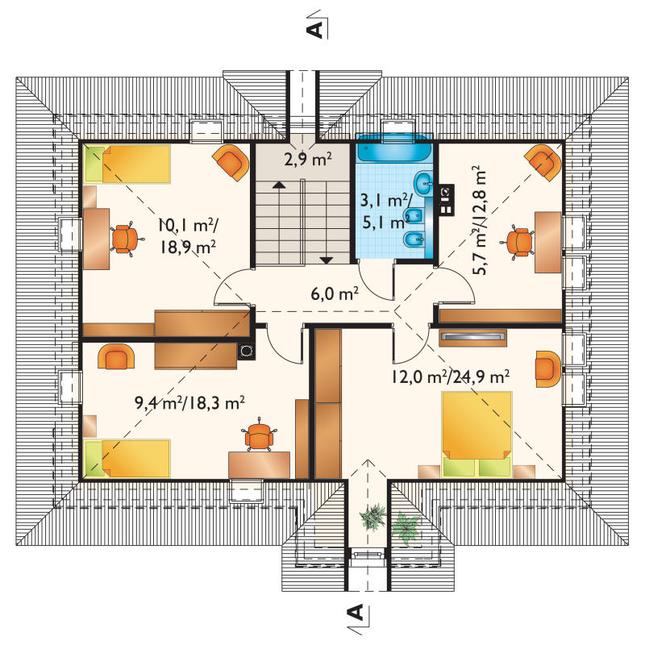 Rzut poddasza POW. 88,9 m²