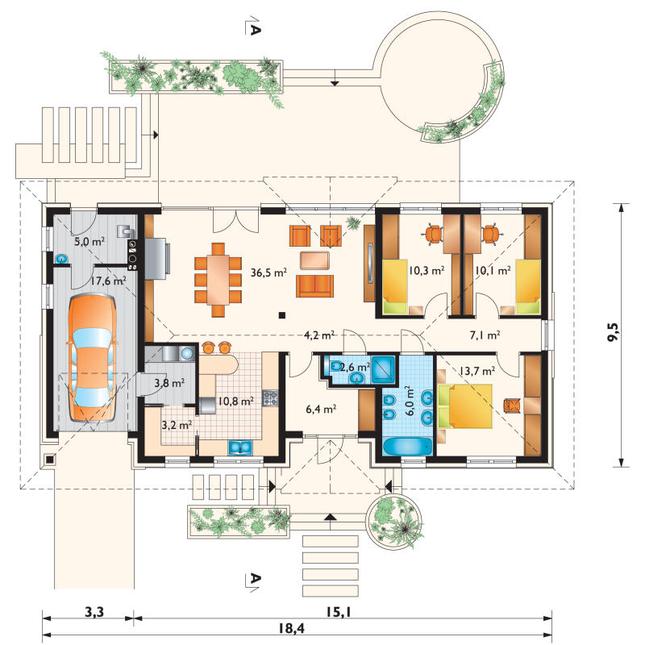 Rzut parteru lustro POW. 137,3 m²