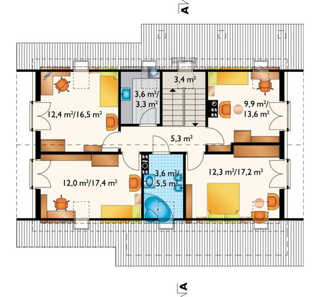 Rzut poddasza POW. 85,4 m²