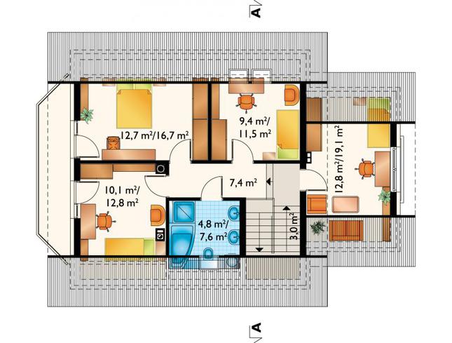 Rzut poddasza POW. 78,1 m²