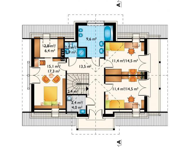 Rzut poddasza POW. 84,8 m²