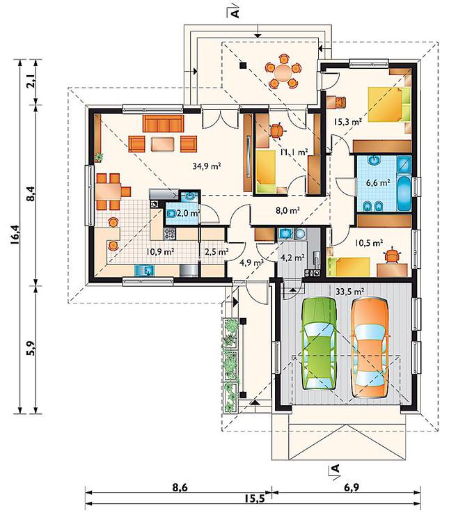 Rzut parteru POW. 144,4 m²