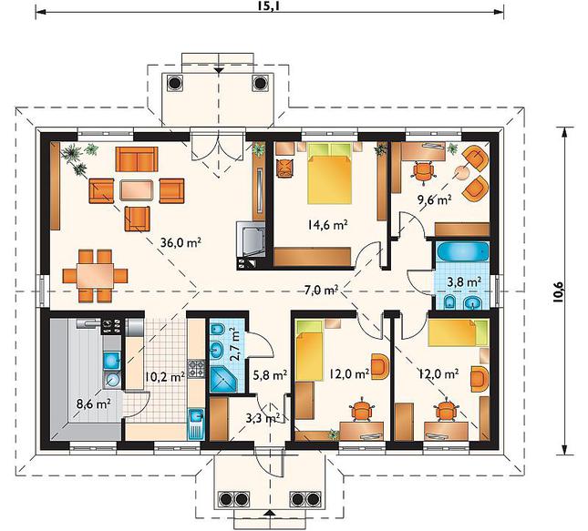 Rzut parteru POW. 131,1 m²
