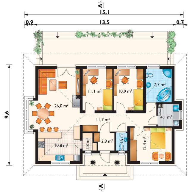 Rzut parteru POW. 101,2 m²