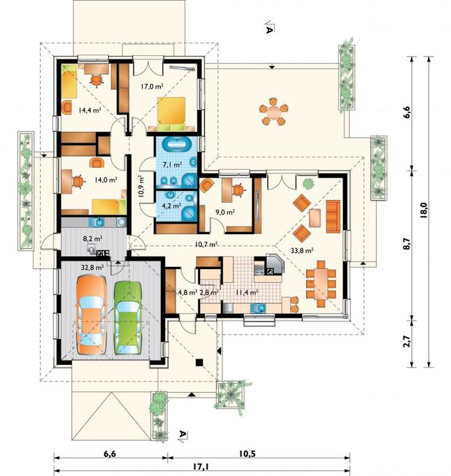 Rzut parteru lustro POW. 181,1 m²