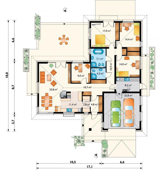 Rzut parteru POW. 181,1 m²