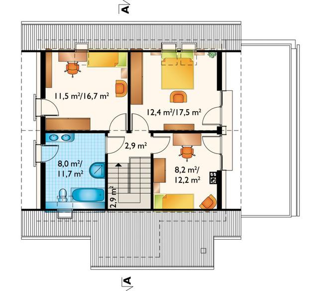 Rzut poddasza POW. 63,9 m²