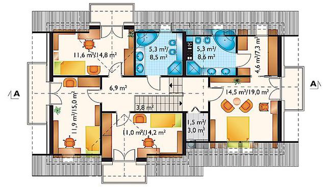 Rzut poddasza POW. 101,1 m²
