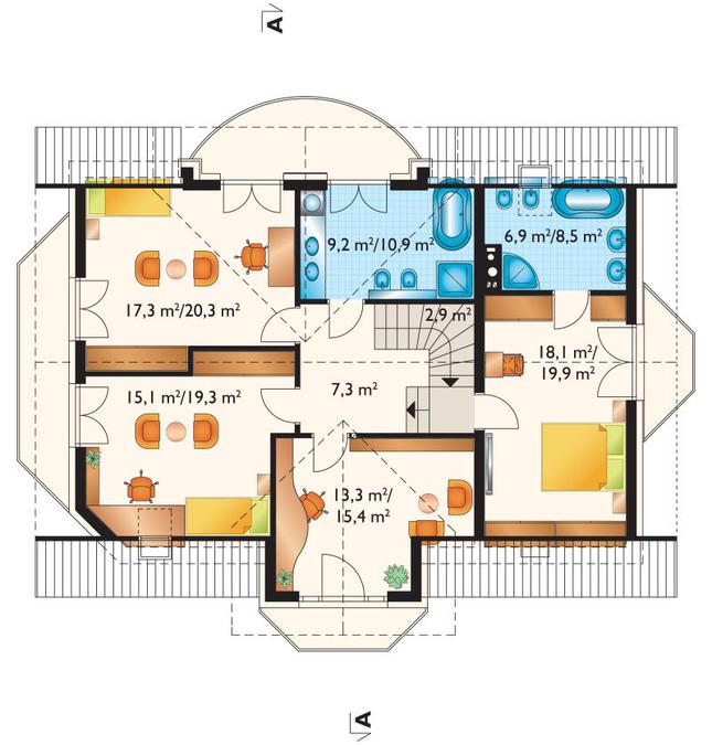 Rzut poddasza POW. 104,6 m²