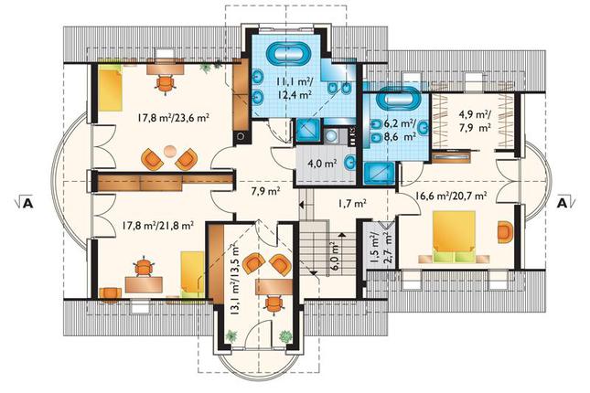 Rzut poddasza POW. 130,9 m²